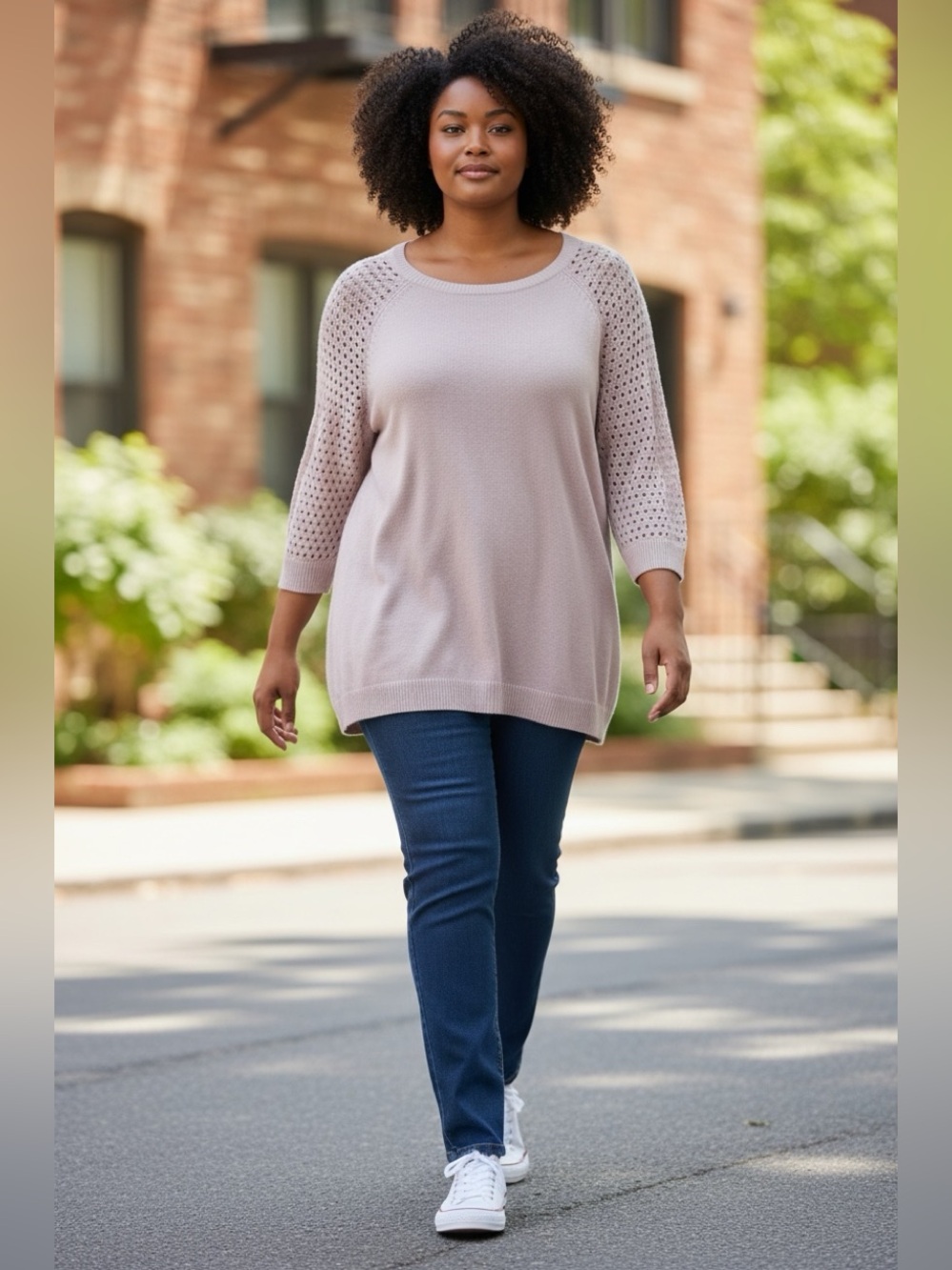 Halogen Womens blush pink scoop Neck Sweater Soft Pullover Size-1XL